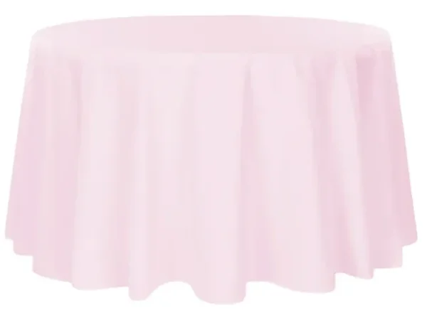 PASTEL PINK ROUND POLYESTER TABLECLOTH 120"