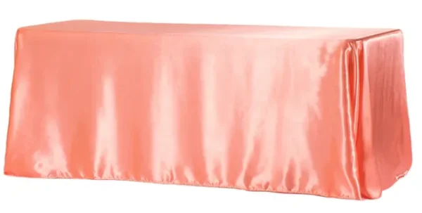 CORAL RECTANGULAR SATIN TABLECLOTH 90" X 156"