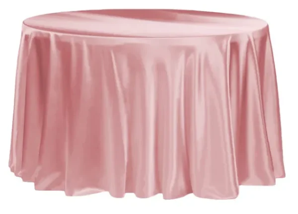 DUSTY ROSE ROUND SATIN TABLECLOTH 132"