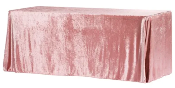 DUSTY ROSE RECTANGULAR VELVET TABLECLOTH 90" X 156"