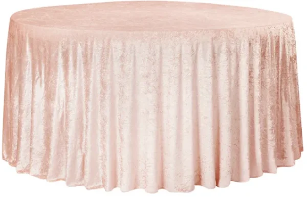 BLUSH ROUND VELVET TABLECLOTH 132"