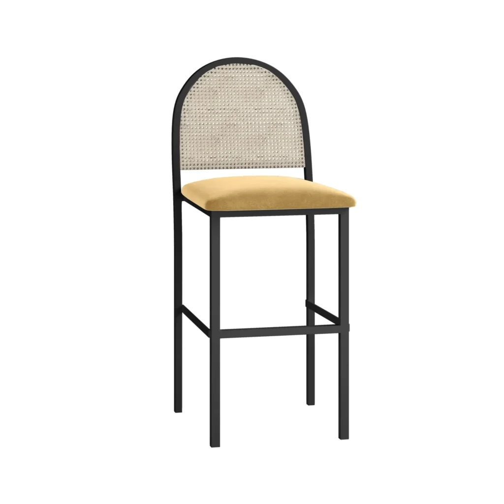 BLACK HENRI STOOL GOLD CUSHION