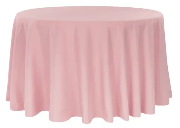 DUSTY PINK ROUND POLYESTER TABLECLOTH 120"