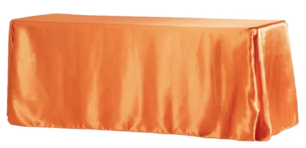 BURNT ORANGE RECTANGULAR SATIN TABLECLOTH 90" X 132"
