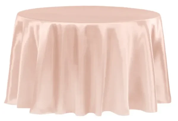 BLUSH ROUND SATIN TABLECLOTH 132"