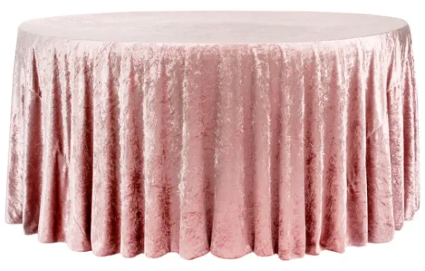 DUSTY ROSE ROUND VELVET TABLECLOTH 120"