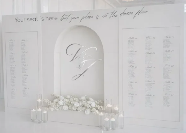 WHITE BELLA SEATING CHART WALL