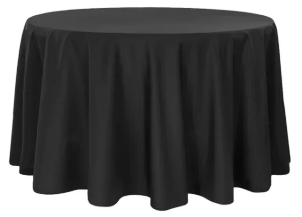BLACK ROUND POLYESTER TABLECLOTH 120"