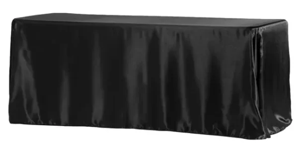 BLACK RECTANGULAR SATIN TABLECLOTH 90" X 156"