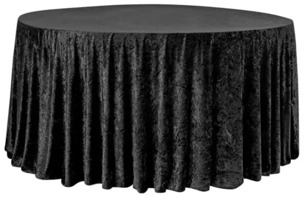 BLACK ROUND VELVET TABLECLOTH 120"