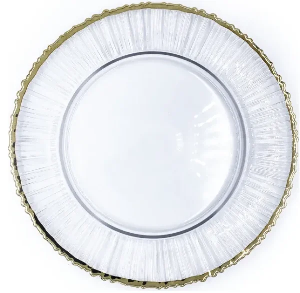FINA GLASS CHARGER PLATE WITH GOLD RIM