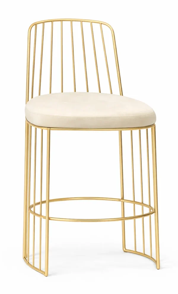 GOLD LOTUS STOOL WITH IVORY CUSHION