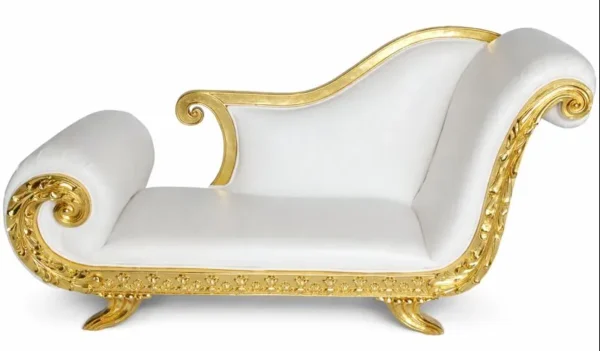 WHITE BEATRICE BANQUETTE GOLD TRIM