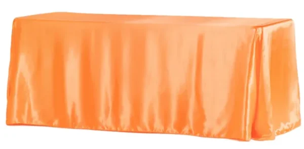 ORANGE RECTANGULAR SATIN TABLECLOTH 90" X 132"