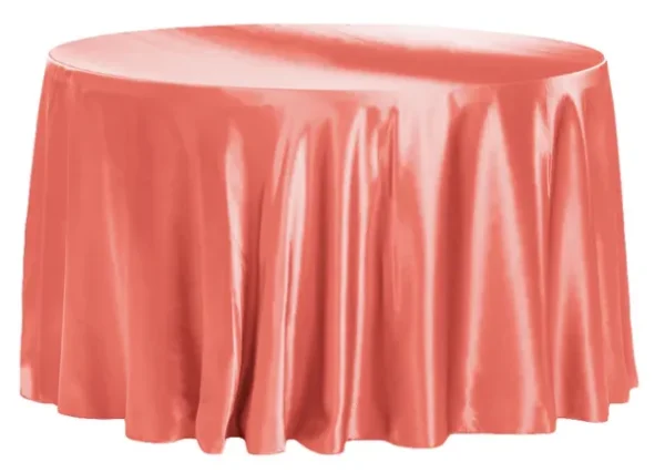 CORAL ROUND SATIN TABLECLOTH 132"