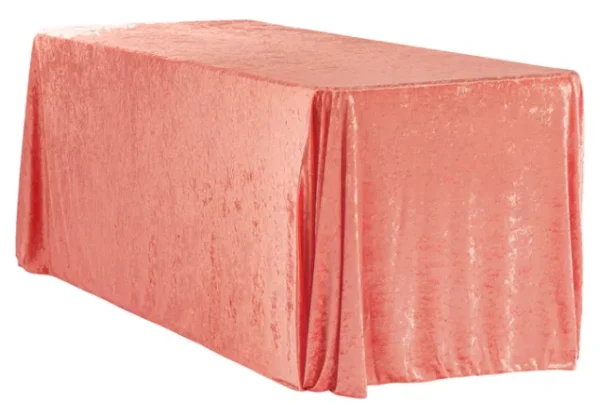 CORAL RECTANGULAR VELVET TABLECLOTH 90" X 132"