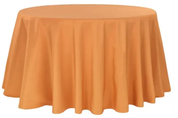 BURNT ORANGE ROUND POLYESTER TABLECLOTH 132"