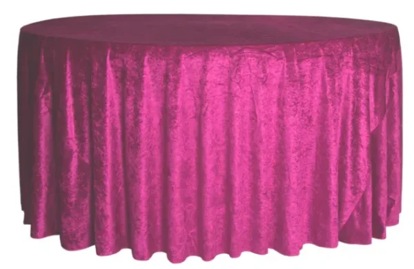 MAGENTA ROUND VELVET TABLECLOTH 120"