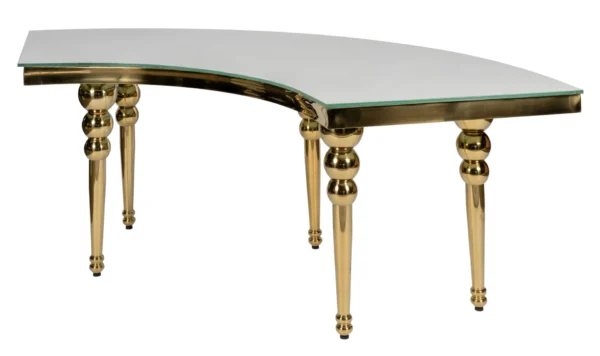 GOLD-WHITE WAVE QUARTER-ROUND TABLE