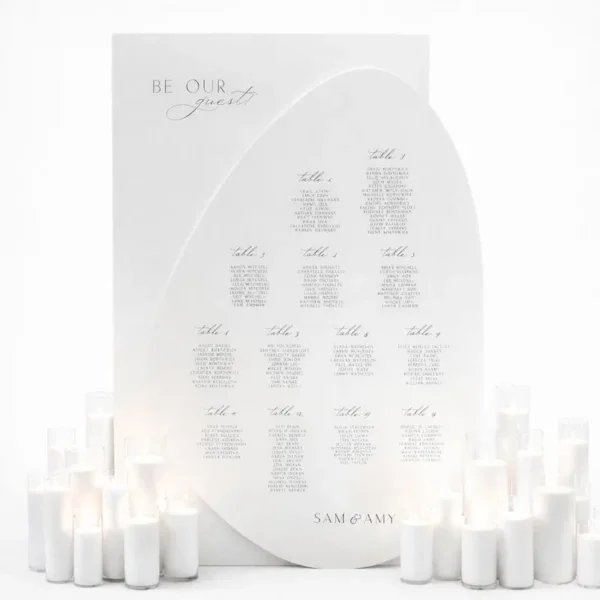 WHITE OSLO SEATING CHART WALL