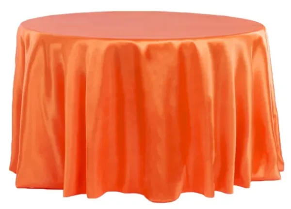 ORANGE ROUND SATIN TABLECLOTH 120"