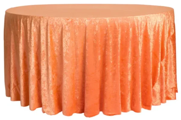 ORANGE ROUND VELVET TABLECLOTH 132"