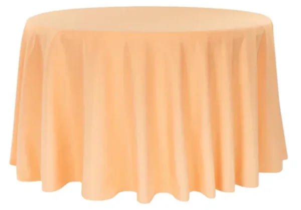 PEACH ROUND POLYESTER TABLECLOTH 132"