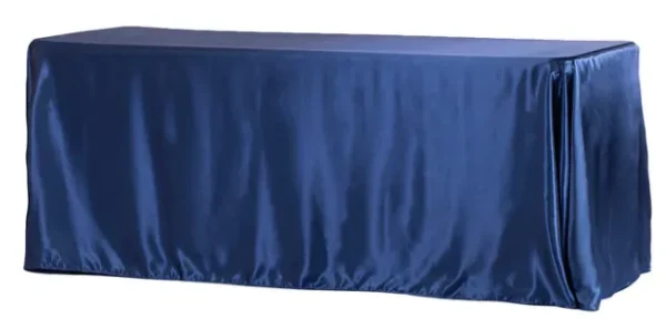 NAVY BLUE RECTANGULAR SATIN TABLECLOTH 90" X 156"