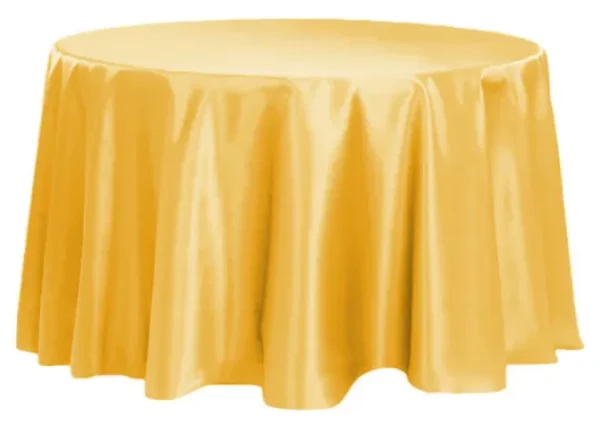 CANARY YELLOW ROUND SATIN TABLECLOTH 132"