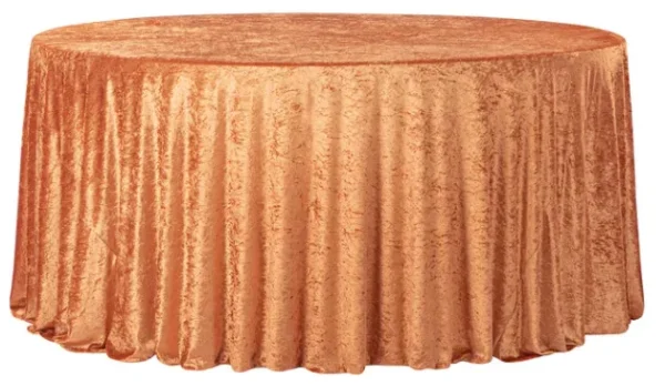 RUST ROUND VELVET TABLECLOTH 120"