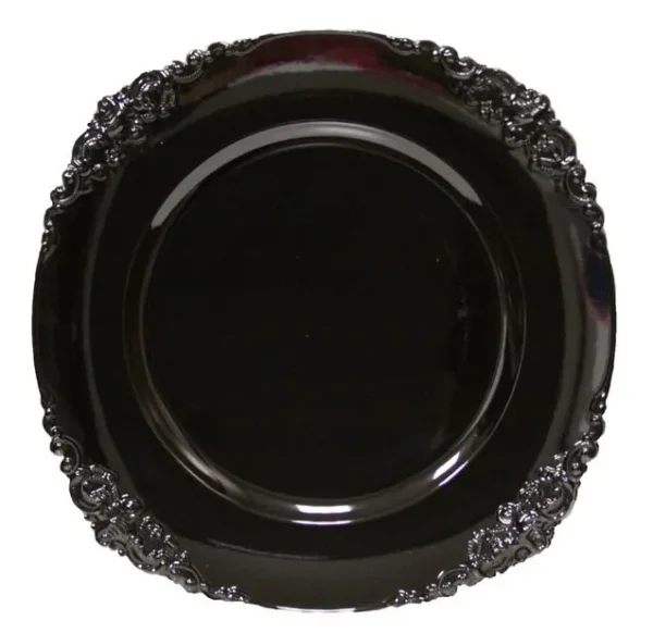 KIERA BLACK VINTAGE ACRYLIC CHARGER PLATE