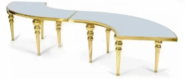 GOLD-WHITE WAVE SERPENTINE TABLE