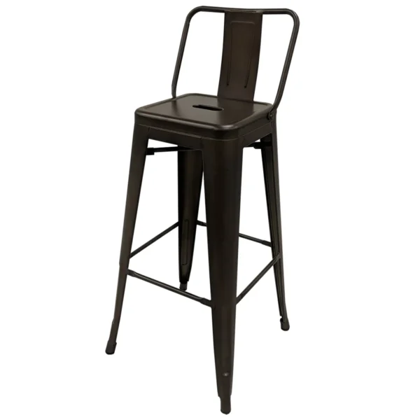BLACK TOLIX STOOL WITH BACKREST