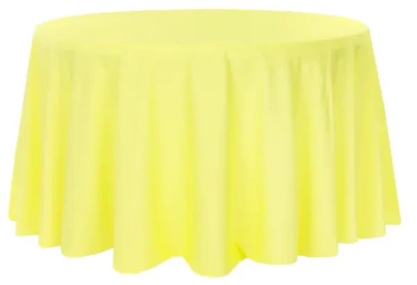 YELLOW ROUND POLYESTER TABLECLOTH 132"