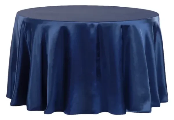 NAVY BLUE ROUND SATIN TABLECLOTH 120"