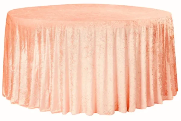 PEACH ROUND VELVET TABLECLOTH 132"