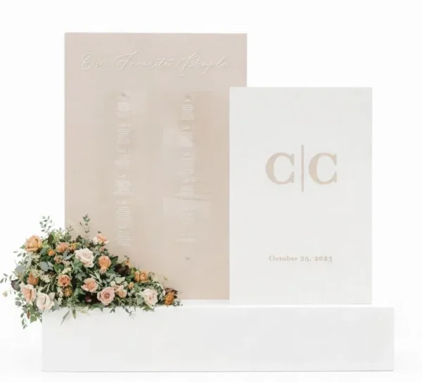 WHITE-BEIGE HARLOW SEATING CHART WALL