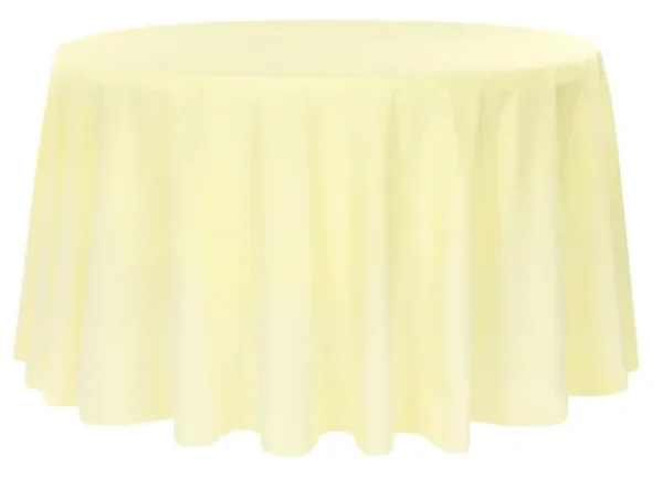 PASTEL YELLOW ROUND POLYESTER TABLECOVER 132"