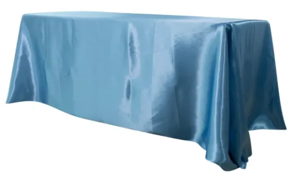 STEEL BLUE RECTANGULAR SATIN TABLECLOTH 90" X 132"
