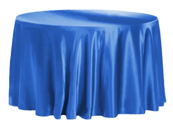 ROYAL BLUE ROUND SATIN TABLECLOTH 120"