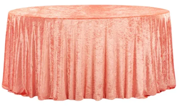 CORAL ROUND VELVET TABLECLOTH 132"
