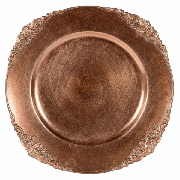 KIERA ROSE GOLD VINTAGE ACRYLIC CHARGER PLATE