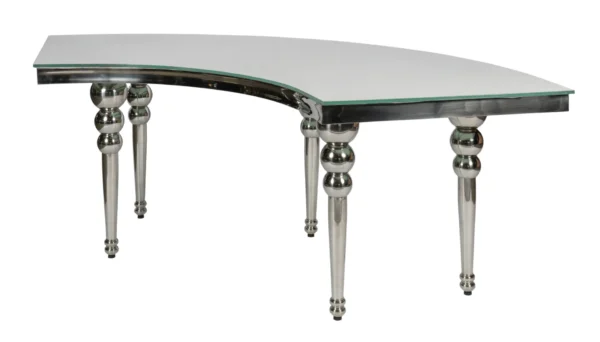 SILVER-WHITE WAVE QUARTER-ROUND TABLE