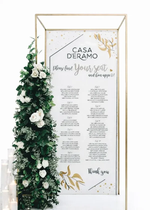 GOLD GEO SEATING CHART WALL