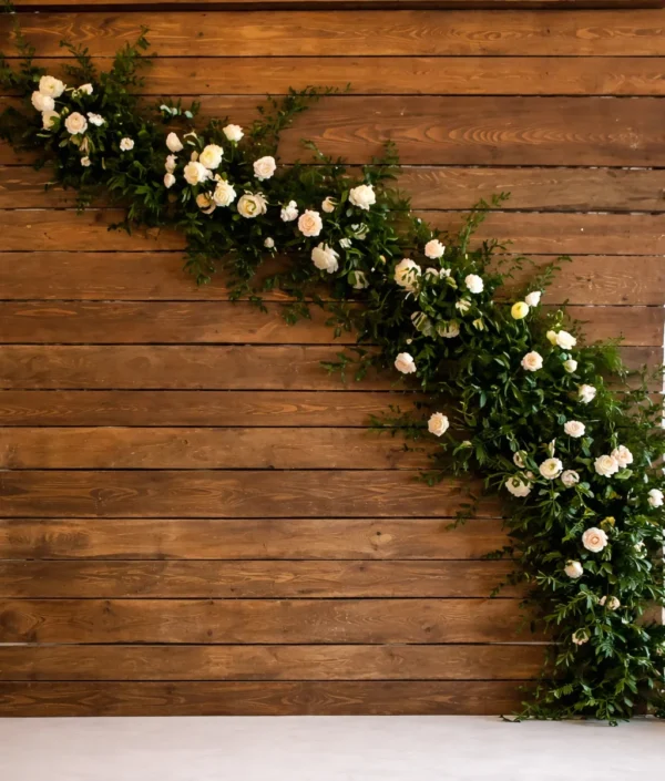 RUSTIC WALL WITH SILK FLORAL RUNNER