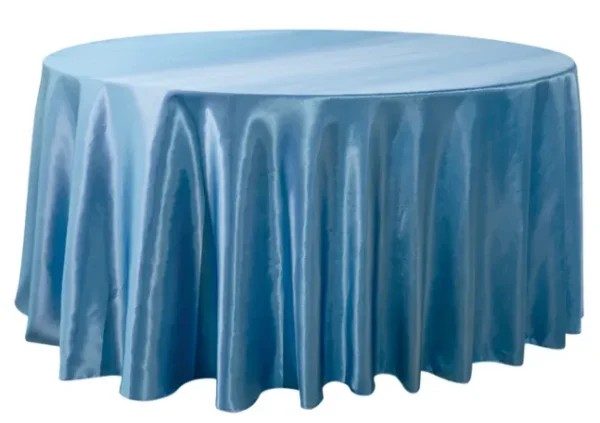 STEEL BLUE ROUND SATIN TABLECLOTH 132"