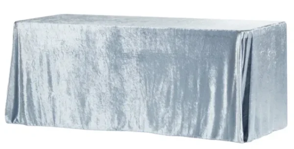 DUSTY BLUE RECTANGULAR VELVET TABLECLOTH 90" X 156"