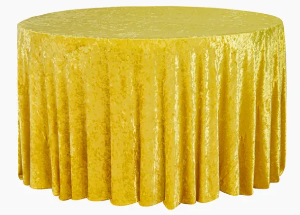 CANARY YELLOW ROUND VELVET TABLECLOTH 120"