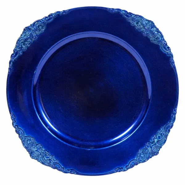 KIERA ROYAL BLUE VINTAGE ACRYLIC CHARGER PLATE