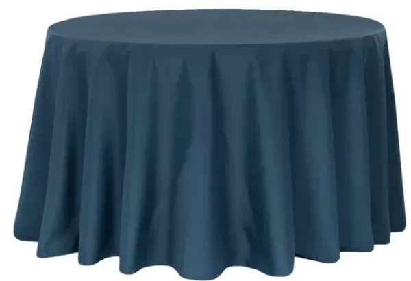NAVY BLUE ROUND POLYESTER TABLECLOTH 132"